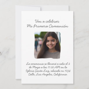 Mi Primera Comunión con foto Cruz y Flores Invitation