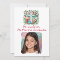 Mi Primera Comunión Cruz & Flores con foto 