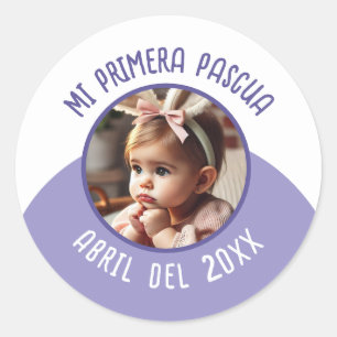 Mi Primera Pascua con Foto y Año Classic Round Sticker