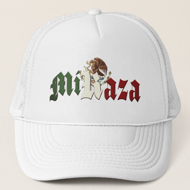 MI RAZA  Mexican Flag  Trucker Hat (Front)