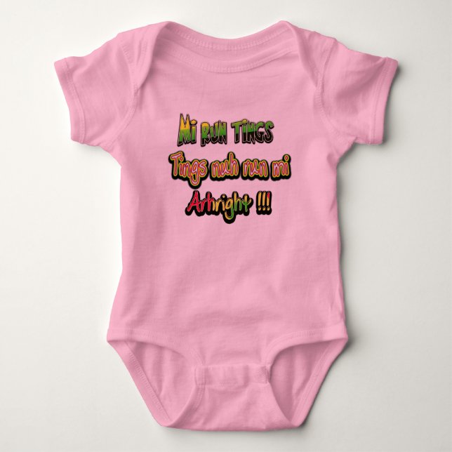 mi run tings baby bodysuit (Front)