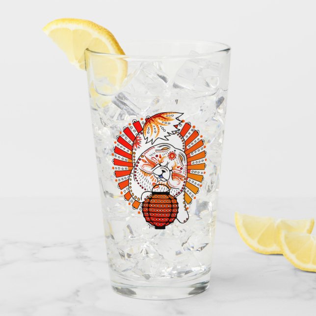 MI TANG Chow 16 oz glass-design front & back Glass (Front Ice)