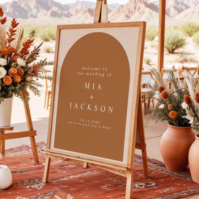 MIA Arched Boho Terracotta Wedding Welcome Poster (Creator Uploaded)