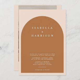 MIA Arched Burnt Orange Modern Minimalist Wedding Invitation