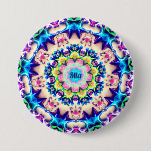 MIA ~ Birthday Star Pattern Personalised ~ 7.5 Cm Round Badge