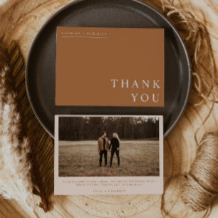 MIA Boho Burnt Orange Flat Photo Thank You Card