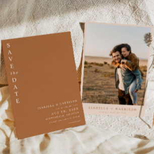 MIA Boho Burnt Orange Terracotta Photo Save Date Invitation