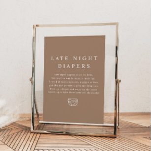 MIA Boho Earth Tone Late Night Diapers Baby Shower Poster