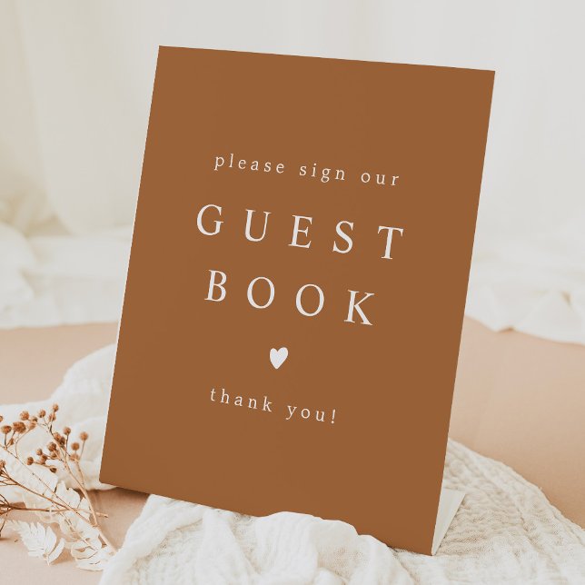 MIA Boho Terracotta Burnt Orange Guest Book Pedestal Sign (Creator Uploaded)