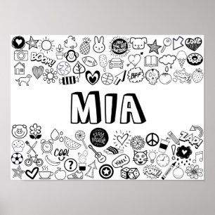 'MIA' Colour-it-Yourself Outline Design Poster