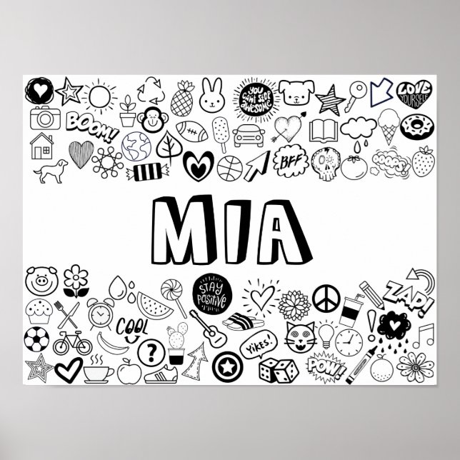 'MIA' Colour-it-Yourself Outline Design Poster (Front)