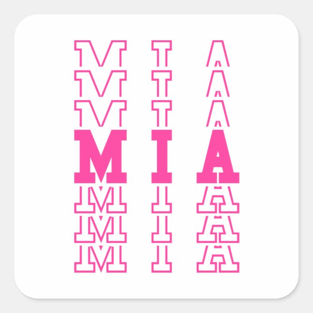 Mia Custom Girl Name Square Sticker (Front)