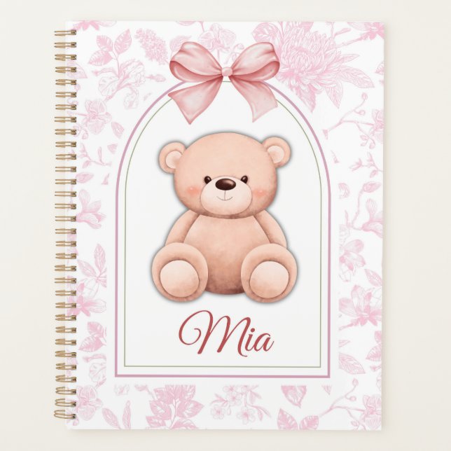 Mia | Custom Pink Teddy Bear Nursery Design  Planner (Front)