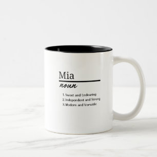 Mia, Girl Personalised Name Definition Two-Tone Coffee Mug