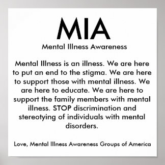 MIA, Mental Illness Awareness, Mental Illness i... Poster