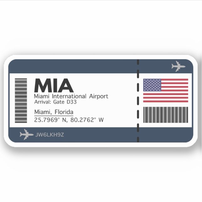 MIA Miami Boarding Pass - United States Ticket (Front)