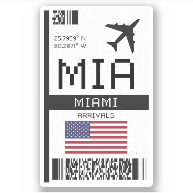 MIA Miami, Florida Airport Boarding Pass (Front)