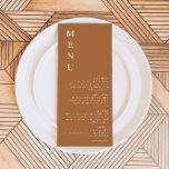 MIA Modern Boho Terracotta Burnt Orange Menu Card<br><div class="desc">This menu features a burnt orange and beige colouring paired with a modern minimalist layout. It's the perfect invitation for your bohemian desert or rustic earth tone event. Pair with anything in the MIA Collection for a cohesive look.</div>