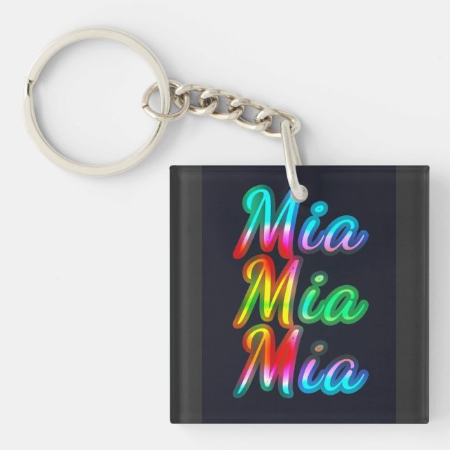 Mia Name ColorfulT-Shirt Key Ring (Front)