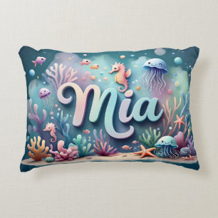 Mia Name Ocean Theme Decorative Sea Life Cushion