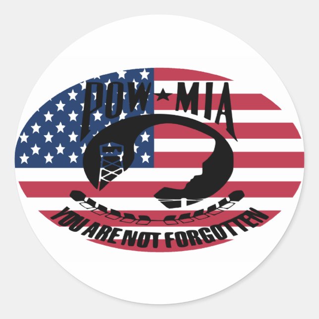 MIA ~ POW YOU ARE NOT FORGOTTEN CLASSIC ROUND STICKER (Front)