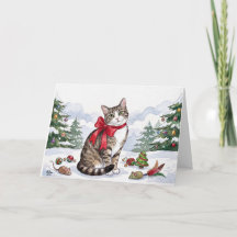 Mia the Festive Cat with Holiday Decor