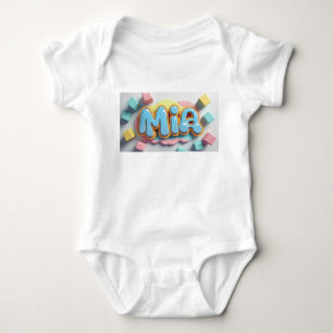 Mia written in graffiti font baby bodysuit