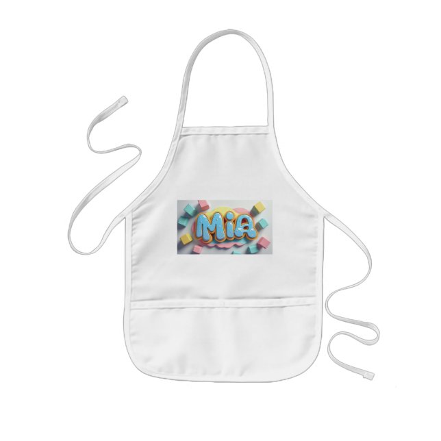 Mia written in graffiti font kids apron (Front)