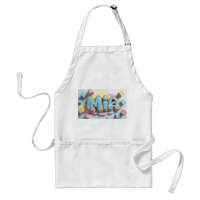 Mia written in graffiti font standard apron (Front)