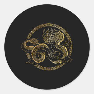 Mial Chinese Tai Chi Dragon Classic Round Sticker