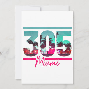 Miami 305 Area Code Florida Vintage Palm Trees Pri Invitation