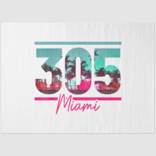 Miami 305 Area Code Florida Vintage Palm Trees Pri Tissue Paper