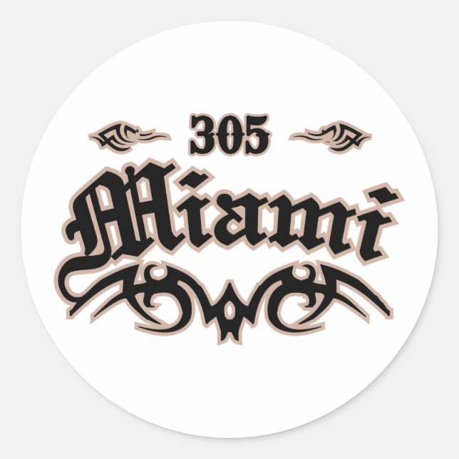 Miami 305 classic round sticker (Front)