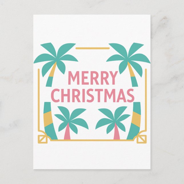 Miami Art Deco Christmas Palm Tree Postcard (Front)