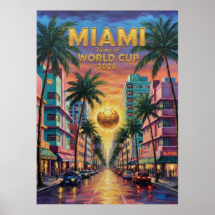 Miami Art Deco World Cup 2026 Soccer Ocean Drive  Poster
