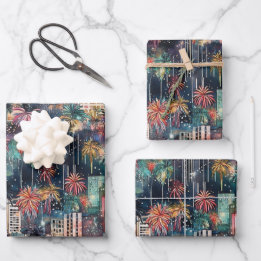 Miami at Christmas & New Year's in Watercolors Wrapping Paper Sheet