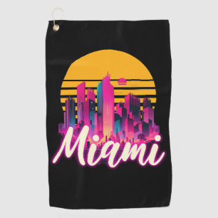 Miami at sunset golf towel