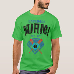 Miami Baseball Est 1991 Vintage Look Text T-Shirt