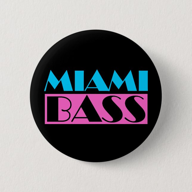 Miami Bass 80s Retro 6 Cm Round Badge (Front)