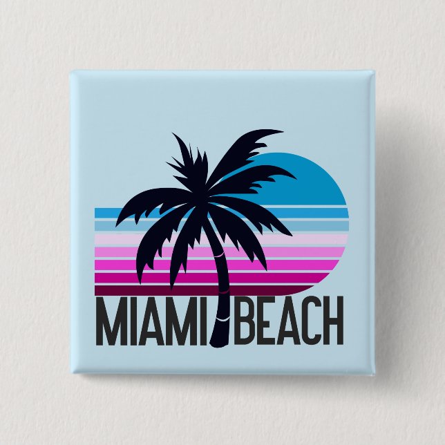 Miami Beach   15 Cm Square Badge (Front)
