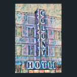 Miami Beach Art Deco Hotel Painting 3 Poster<br><div class="desc">The South Beach area of Miami Beach has quite a collection of vintage hotels. Dating back to the 1930s and 1940s, the use are part of the Miami Art Deco District on the National Register of Historic Places. The colourful signs light up the night sky along Ocean Blvd.</div>