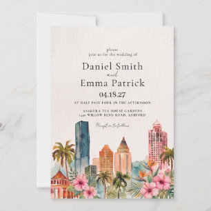 Miami Beach Art Deco Wedding Invitation