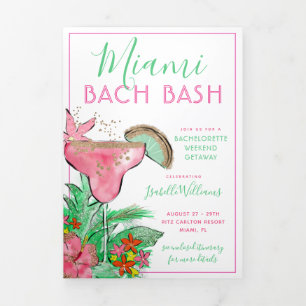 Miami Beach Bachelorette Itinerary Tri-Fold Invitation