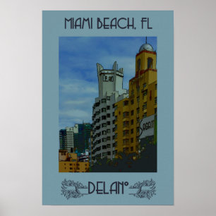 Miami Beach Beach Vintage Travel Poster