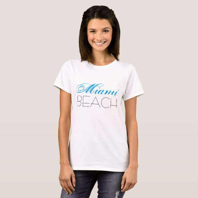 Miami Beach Blue and Black customisable T-Shirt (Front Full)
