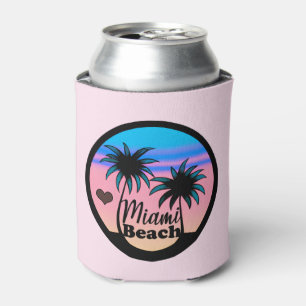 Miami Beach Blue and Pink Palm Trees Can Cooler