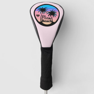 Miami Beach Blue and Pink Palm Trees Golf Head Cover