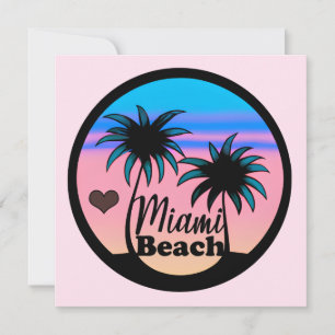 Miami Beach Blue and Pink Palm Trees Invitation