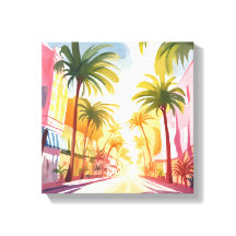 Miami Beach | Bright Colourful Watercolor Painting