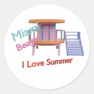 Miami beach cabin classic round sticker